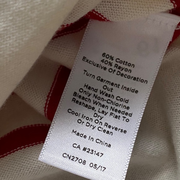 Talbots Striped Bow Sweater White Red Long Sleeve Size XS - Picture 6 of 10